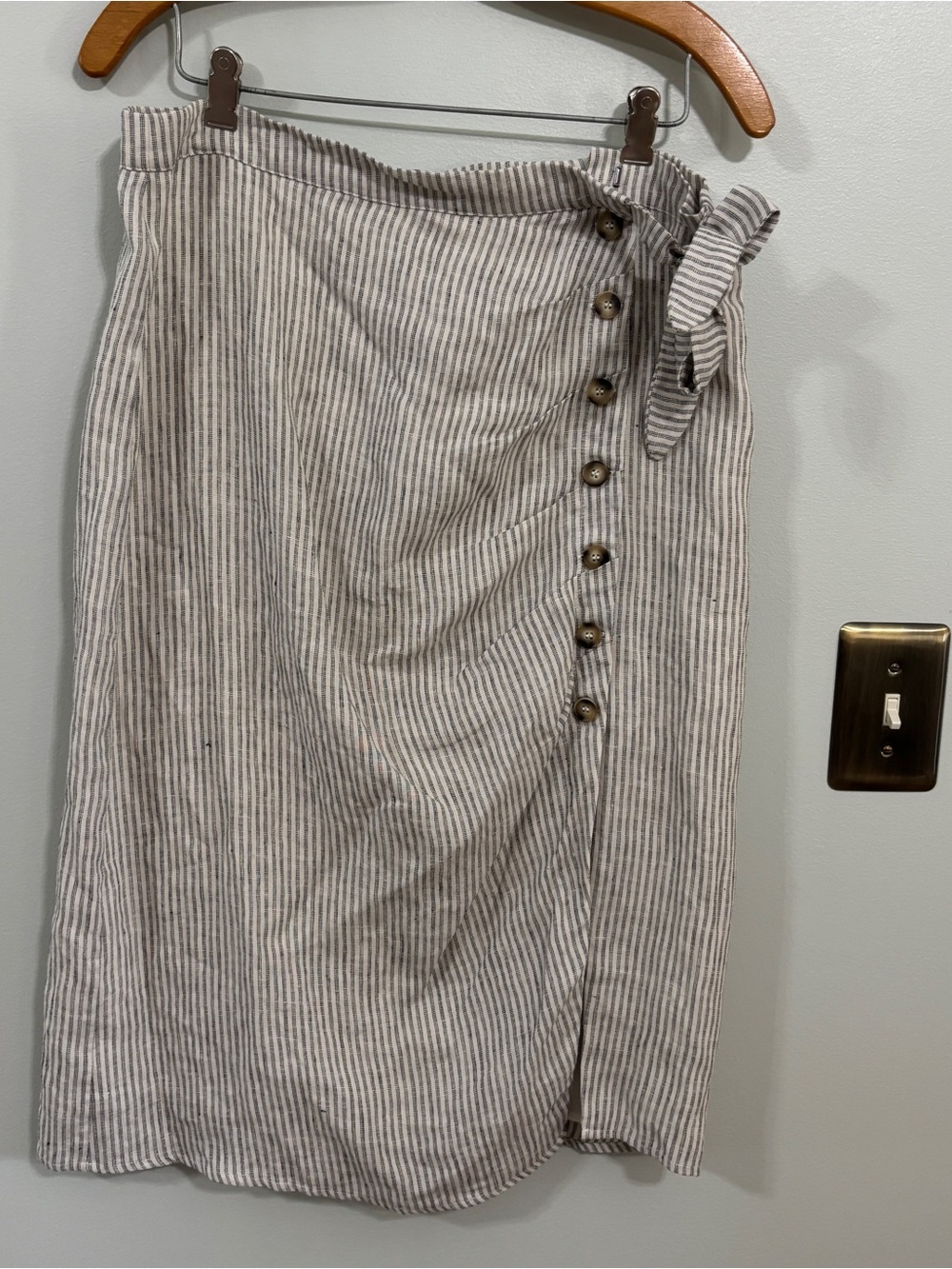 Heartloom Bentley striped linen skirt large